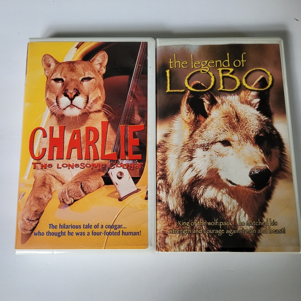 Set of 2 Disney VHS Tapes, Legend of Lobo & Charlie the Cougar